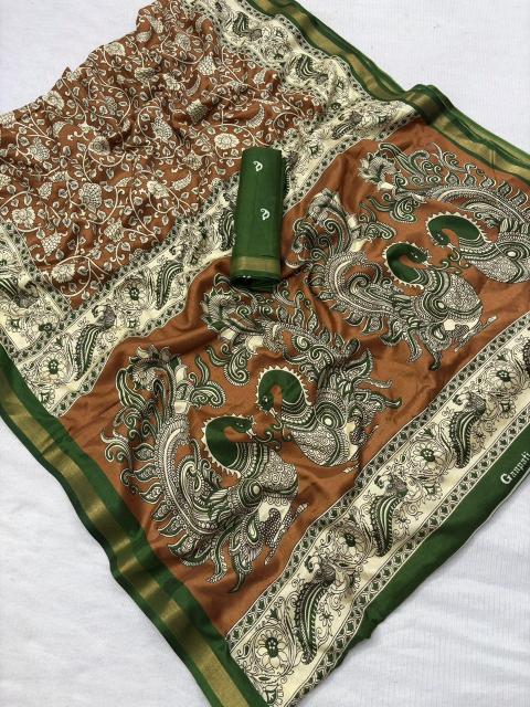 Vastrangan ajrakh style block print saree manufacturers surat